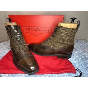 J.FitzPatrick Seaview II Boots 14551TL Copper Museum Calf Gold Tweed Mens 8D
